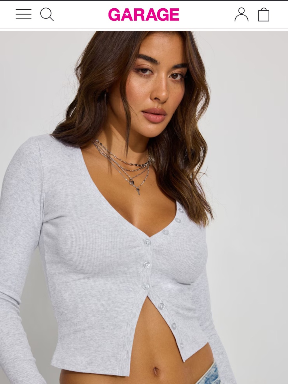 Garage Henley Cardigan gray small